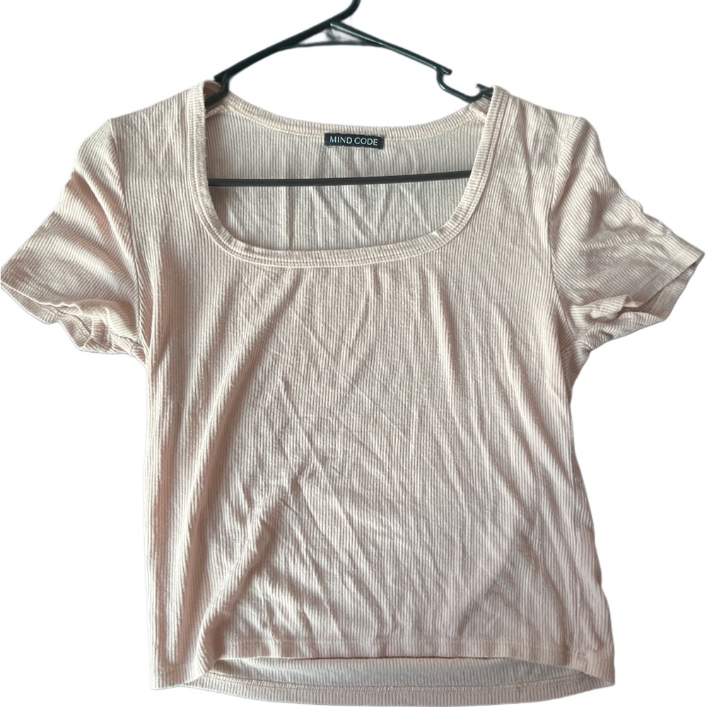 Mind Code Women's Beige Short Sleeve Top